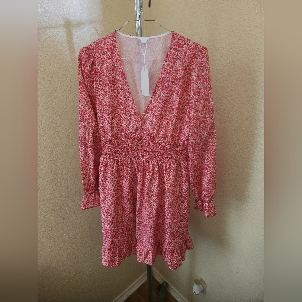 Made With Love Long Sleeve Pink Lightweight Dress Brand New with Tags